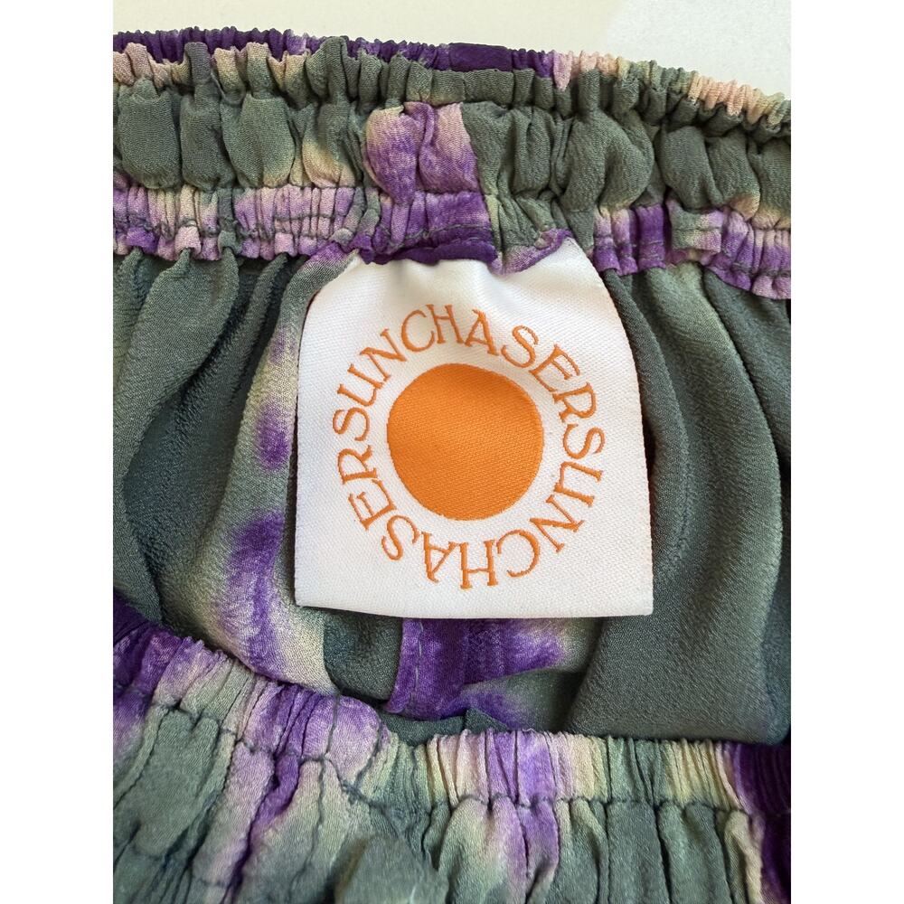 Sunchaser Tie-Dye Wide Leg Lounge Pants Olive Green Purple EUC - Picture 4 of 13